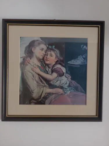 Quadro Decorativo com Cena de Duas Meninas