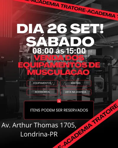 Academia Completa 26/09 Londrina PR 08:00 às 15:00!