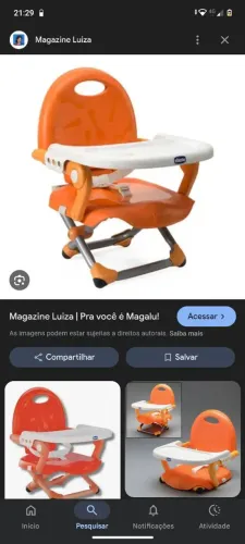 Cadeirinha alimentação portátil