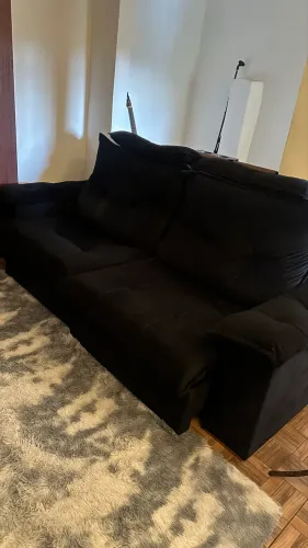 Sofá retrátil 2.30 m preto suede porto Madero