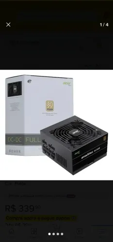 Fonte Acer 550w Ac550 80 Plus Bronze Ful<br>Modular C/ Cabo Cor Preto 127/220V