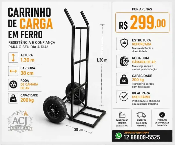 Carrinho de carga pneu camara de ar