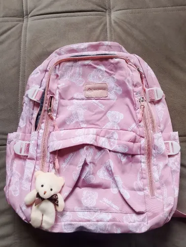 mochila rosa com ursinhos - nunca usada 