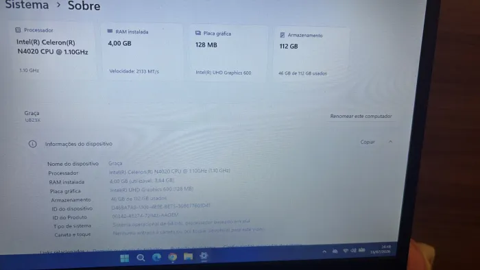 Notebook Intel em ótimo estado