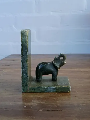 apoio para livros elefante pedra sabão decoração vintage escultura antigo Antiquario arte