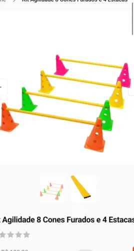 Kit Agilidade 8 Cones Furados e 4 Estacas