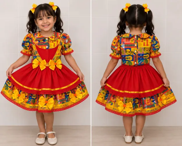 Vestido junino - peça única e exclusiva feita por costureira