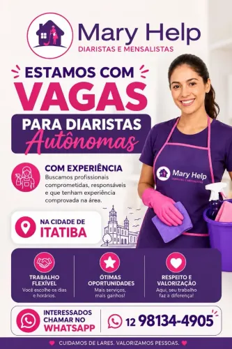 Vaga diarista autônoma em Itatiba