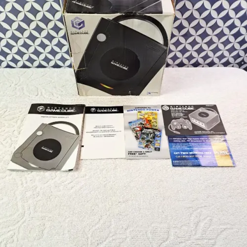 Caixa Vazia Nintendo Gamecube Preta Original Com Manual - Sem divisória