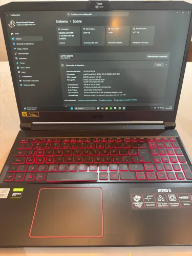 Notebook Acer Nitro 5 i7 GTX 1650