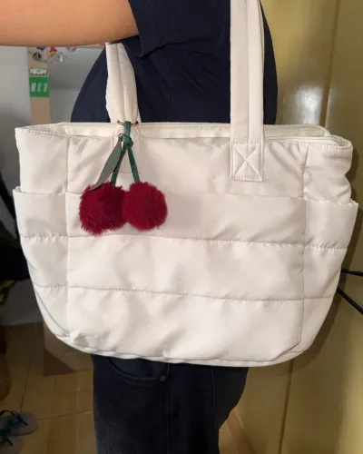 bolsa tote puffer bege