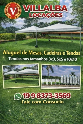 Locação de Mesas, Cadeiras e Tendas