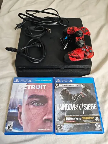 PS4 Slim 1TB + Controle NOVO + 2 Jogos Originais - Completo