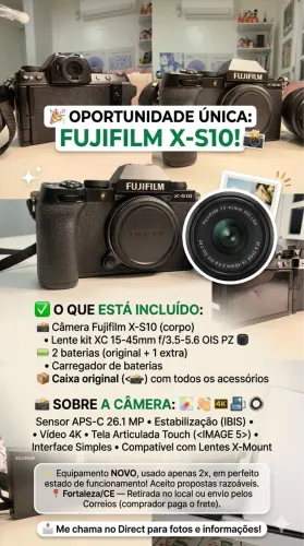 Câmera profissional Fujifilm XS-10 nova