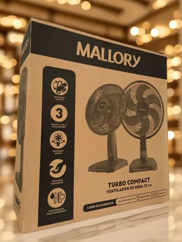 Ventilador de Mesa Mallory 30cm Turbo Compact Preto an12