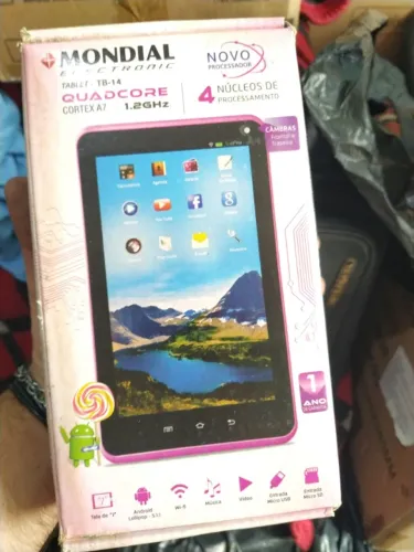 Tablet mondial antigo na caixa colecionar, sem uso