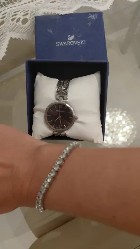 Relógio swarosky e pulseira prata com zirconia