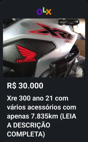 XRE 300 com 7.885km com vários acessórios LEIA A DESCRIÇÃO COMPLETA