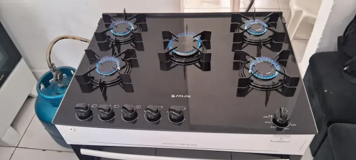 Vendo fogão atlas moninco top glass tampo de vidro elétrico cinco bocas funcionando