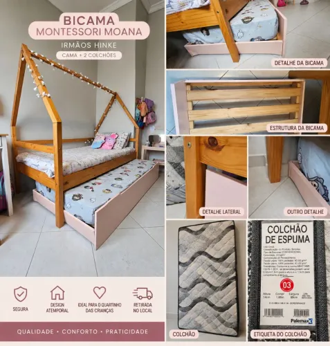 Cama Montessori com bicama