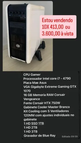 PC gamer i7 com gtx 1070
