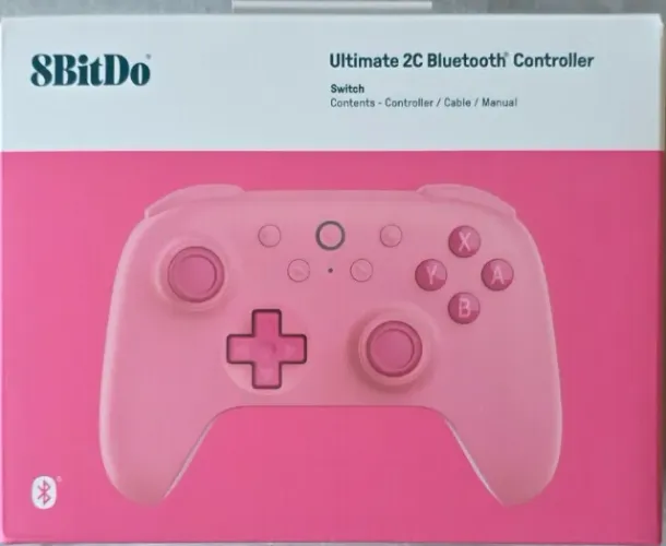Controle 8BitDo Ultimate 2C Bluetooth Switch 80NC Rosa - Azul - Original - Lacrado
