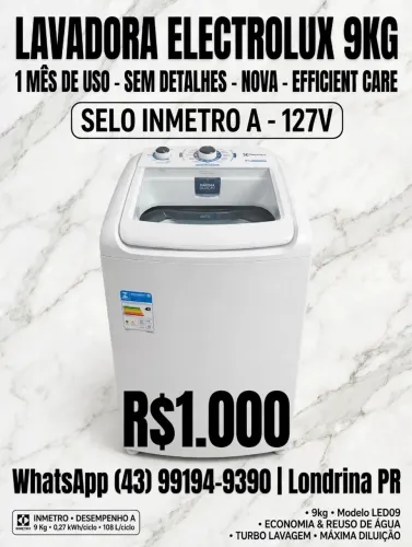 Máquina Electrolux 9kg nova