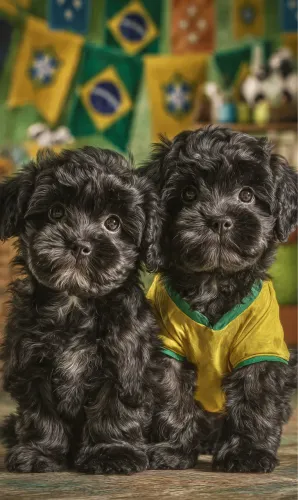 Poodle com shitzu pretinhos fofos