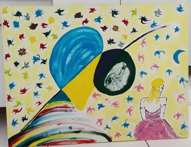 Quadro de paredew pintura a oleo artista Hilfe Becker
