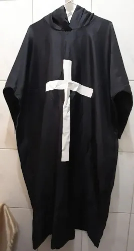 Túnica Medieval Cavaleiro Hospitaleiro Com Capuz Larp Cosplay