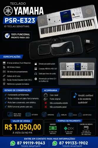 Teclado Yamaha PSR-E323 - 61 Teclas Sensitivas - Excelente Estado