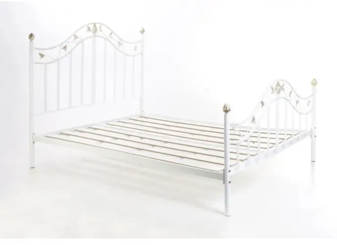 cama aço branca e dourada solteiro 