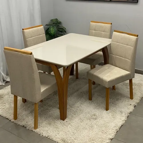Mesa de jantar com 4  cadeiras Giulia 135x90 - ENTREGA HOJE - CHAME NO WHATSAPP 