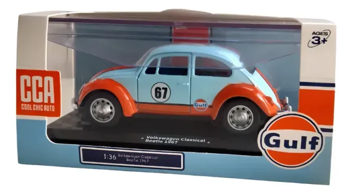 Miniatura Volkswagen Fusca 1967 Beetle Gulf California 1:36 (12cm)