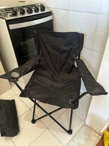 Kit 2 Cadeiras Dobráveis de Camping e Praia - Pretas