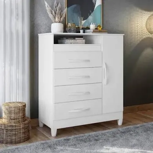 CÔMODA TURQUESA 4 GAVETAS 1 PORTA ALBATROZ QUADRIFLEX COM 4 CORES- APROVEITE A OFERTA