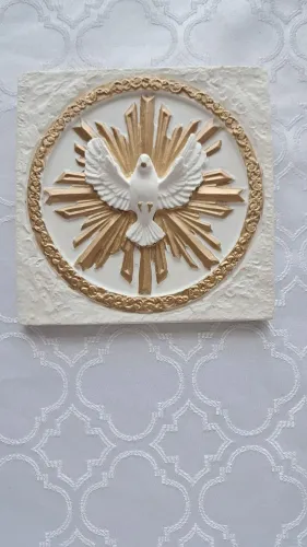 Plaquinha gesso Divino Espírito Santo