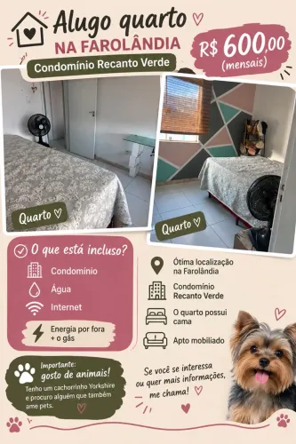 ALUGO QUARTO NA FAROLÂNDIA