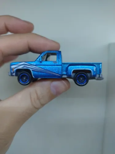 Miniatura Matchbox Chevy Stepside Pickup 1975 Azul Metálico 1:64 Loose Novo