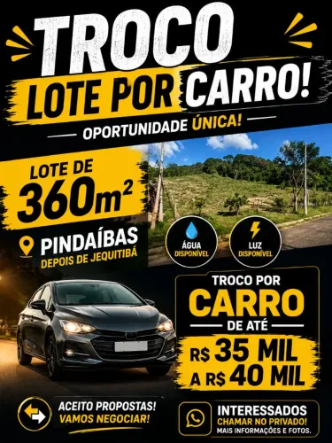 Troco lote 360m² na roça por carro de até 40mil