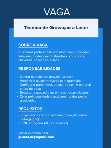 AUXILIAR DE GRAVAÇAO DE BRINDES