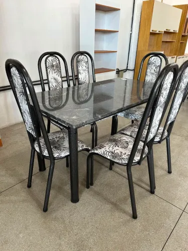 Conjunto mesa 6 cadeiras granito à pronta entrega na promoção