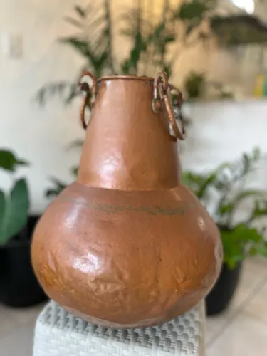 Jarro / Vaso De Cobre Rústico Artesanal Com Alças - 40cm