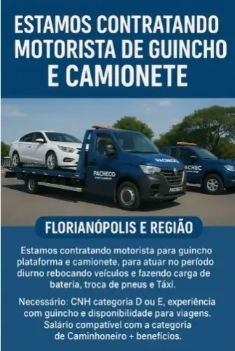 Motorista de Caminhão Guincho e camionete