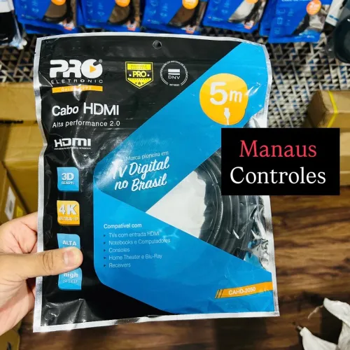 Cabo Hdmi de 5 Metros 2.0 Compatível 3D - 60 Hertz