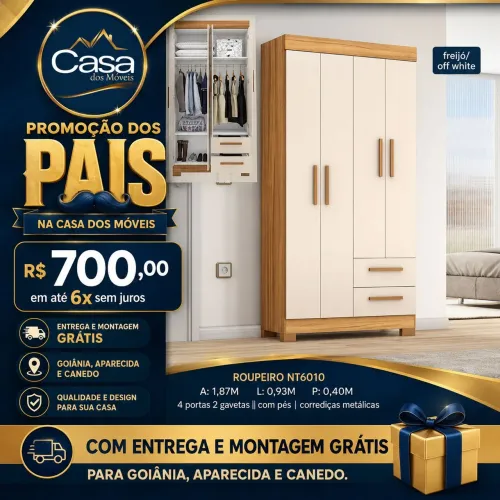 Roupeiro Solteiro OFERTA até 6x sem juros