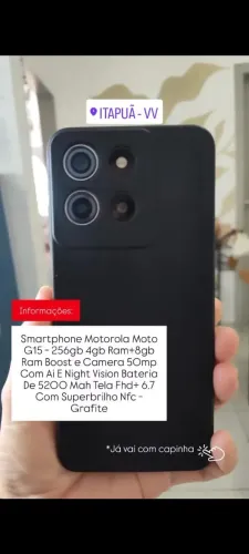 celular motorola G15 quase novo