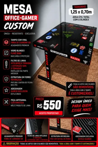 Mesa Office-Gamer Customizada