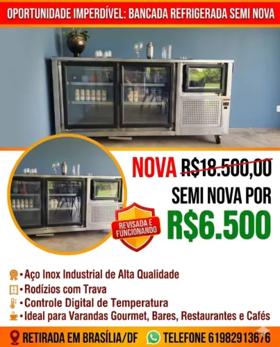 Bancada Refrigerada Industrial Semi Nova - Aço Inox (Revisada) - Brasília