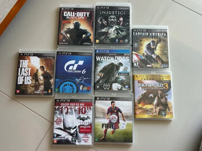 Kit 8 Jogos Originais PS3 - The Last of Us, COD, Uncharted, Batman +